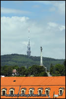 Rooftops, the Slavín WW2 memorial, and the Kamzík TV tower