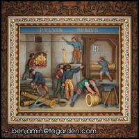 One of many eclectic ceiling tiles